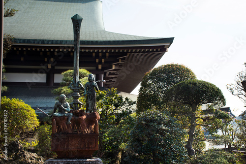 Sword of Fudo Myoo or Acala statue in Daitou or Great Peace Pagoda of Naritasan Shinshoji Temple for Japanese and foreigner visit at Chiba in Tokyo, Japan photo