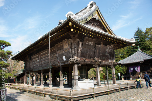 Gaku do small wooden shrine in Daitou or Great Peace Pagoda of Naritasan Shinshoji Temple for Japanese and foreigner visit praying at Chiba in Tokyo  Japan