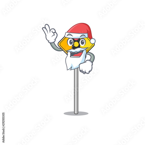 Santa traffic light ahead on roadside characters