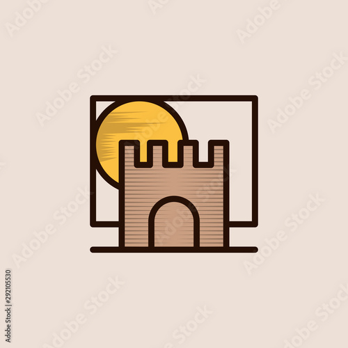 Castle Building Minimalist Creative Icon Logo Design Template Element Vector
