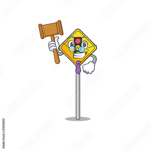 Judge traffic light ahead on roadside characters