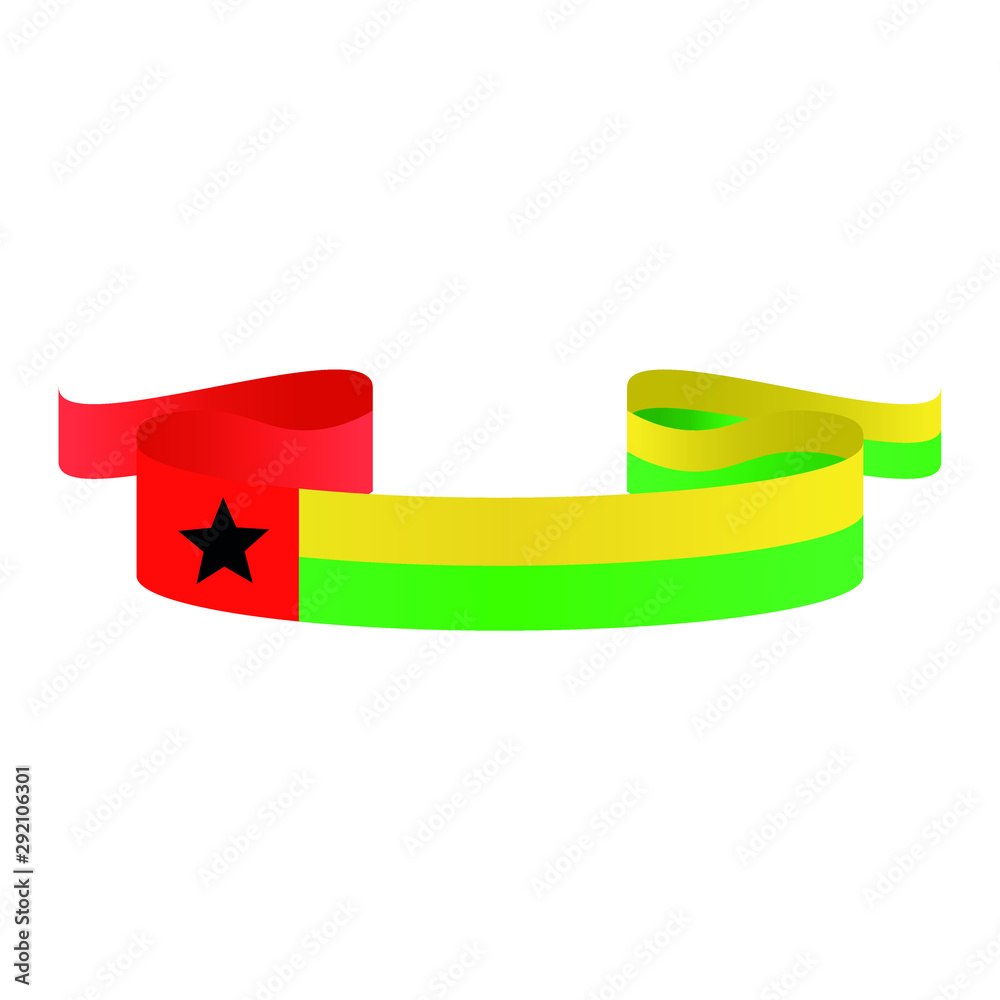 Guinea-Bissau flag. Simple ribbon vector Guinea-Bissau flag Guinea-Bissau flag. Simple ribbon vector Guinea-Bissau flag