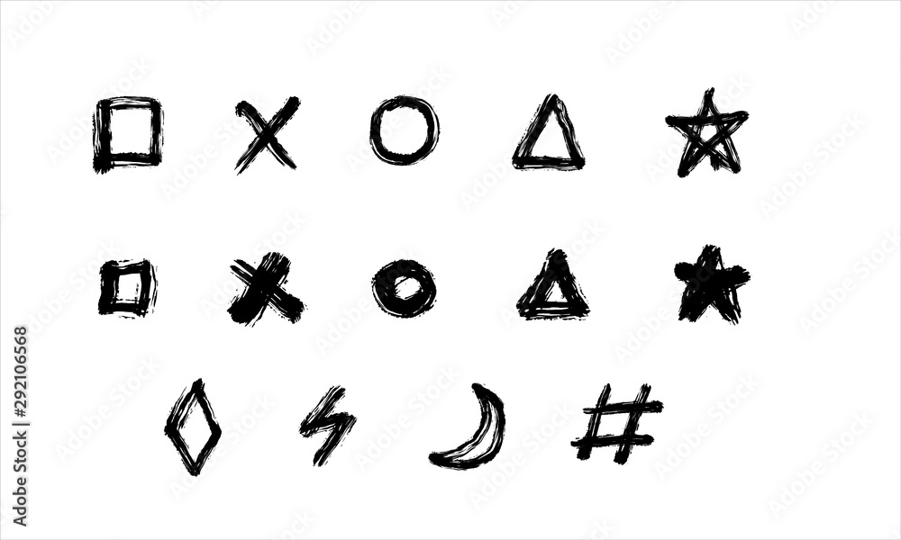 Naklejka premium black and white icons set. basic shape element for design on isolated background