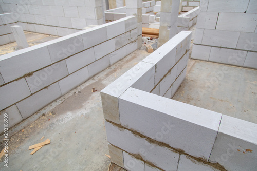 Foam bricks in a house under construction
