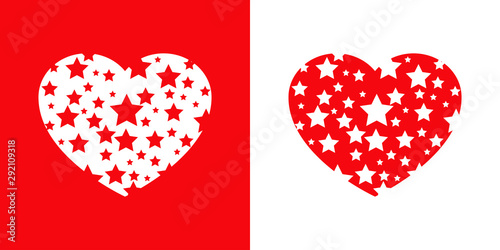 Logotipo con corazón con patrón de estrellas en rojo y blanco