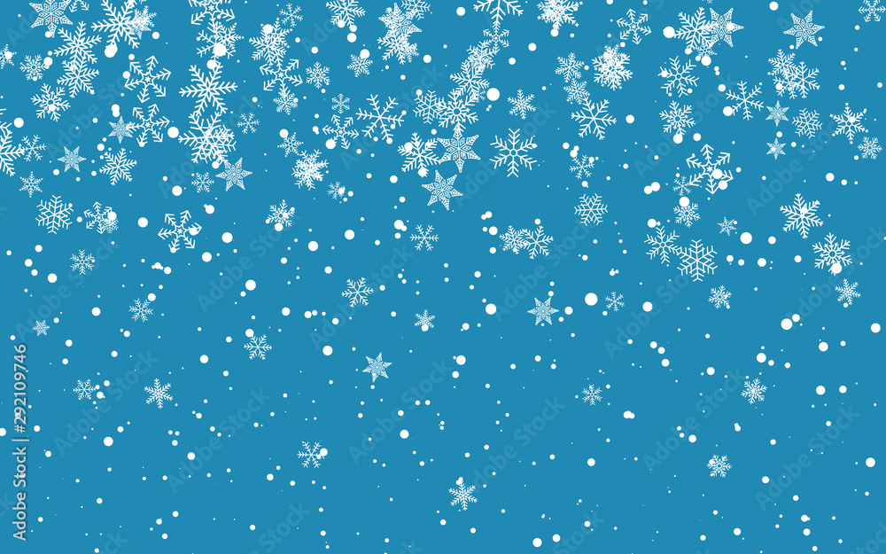 Christmas snow. Falling snowflakes on dark background. Snowfall. Vector illustration