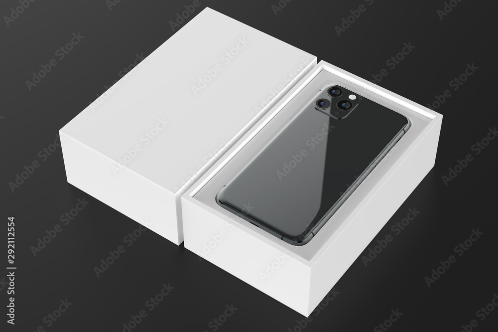 New version of slim smartphone back side on a black background. 3d illustration New version of slim smartphone back side on a black background. 3d illustration