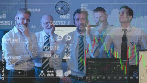 Depressed businessmen deal with unlucky investment