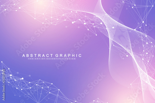 Expansion of life. Colorful explosion background with connected line and dots, wave flow. Visualization Quantum technology. Abstract graphic background explosion, motion burst, vector illustration.
