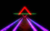 abstract architecture tunnel with neon light. 3d illustrationA