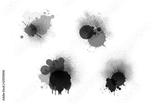 Black paint spray on a white background