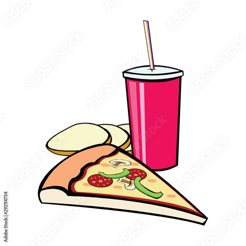 Obraz na plátně Delicious pizza with soad isolated on white