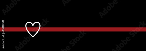Thin red line - firefighter support, and heart.  Poster, card, banner, background. Vector EPS 10