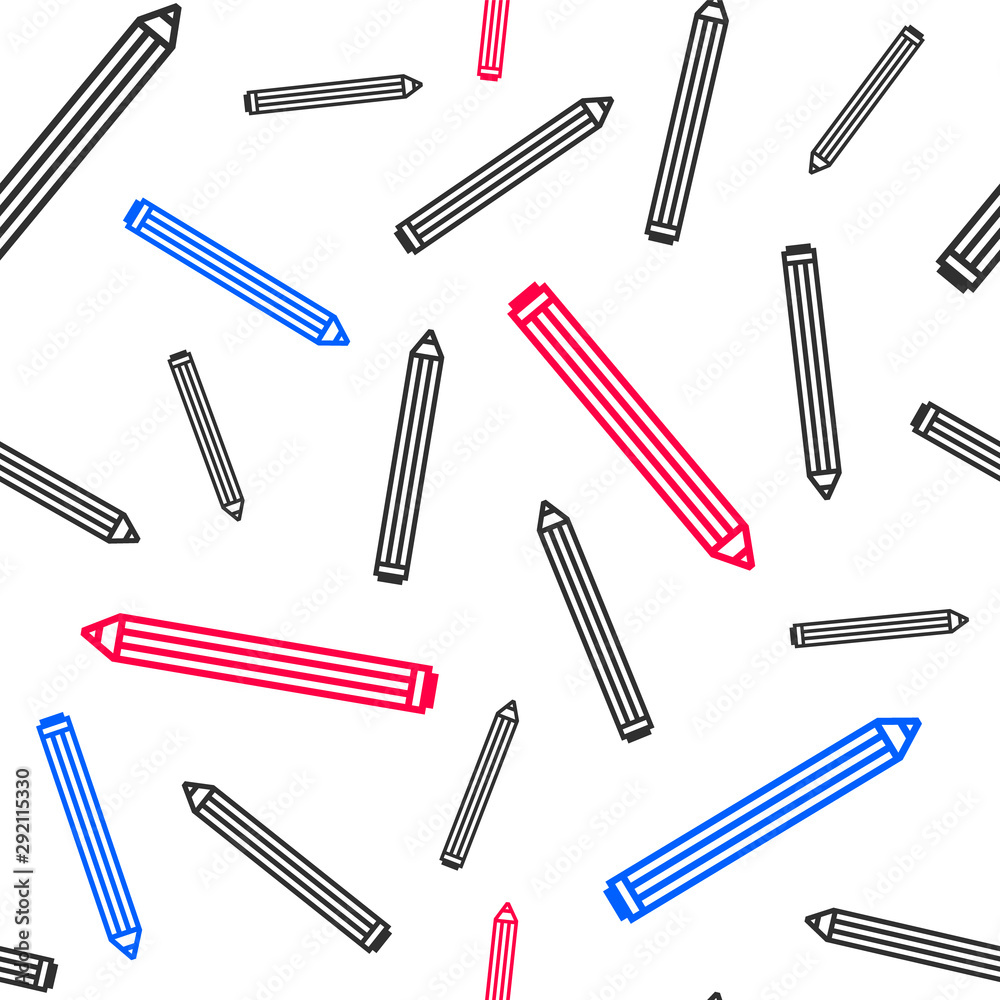 Colour pencils. Seamless pattern, texture, wallpaper, fabric. Repeating background with office supplies. Colour pencils. Seamless pattern, texture, wallpaper, fabric. Repeating background with office supplies.