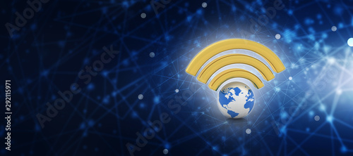 3d illustration WiFi with globe