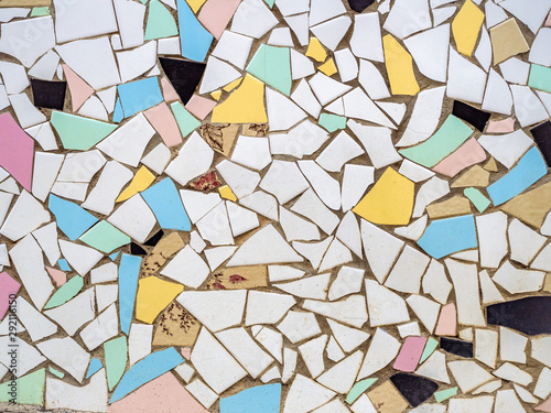 Antonio Gaudi style, broken tiles mosaic background