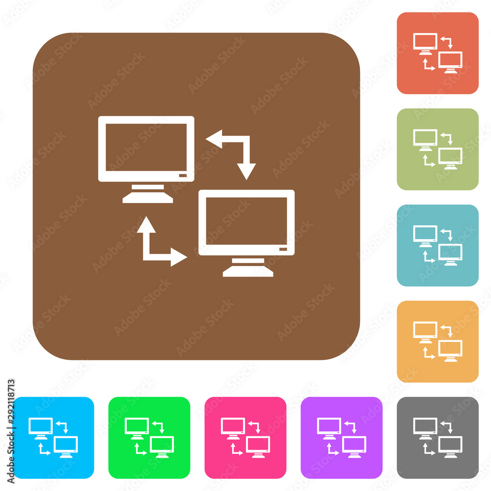 Data syncronization rounded square flat icons Data syncronization rounded square flat icons