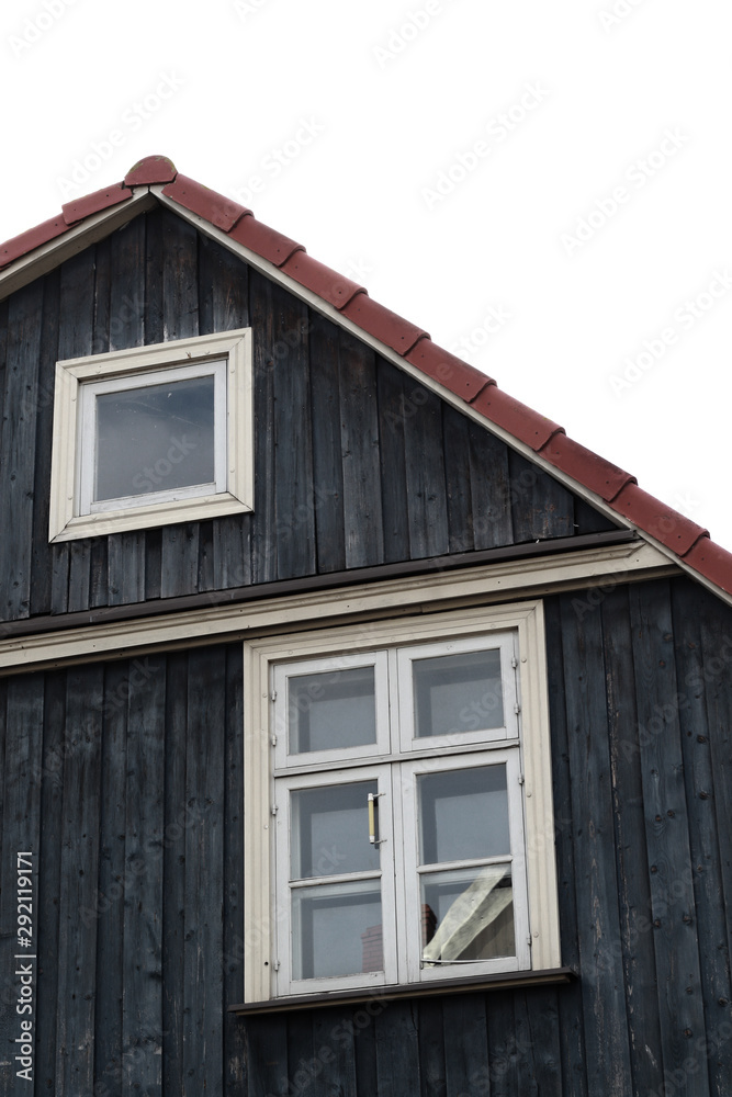 old white wooden roof window