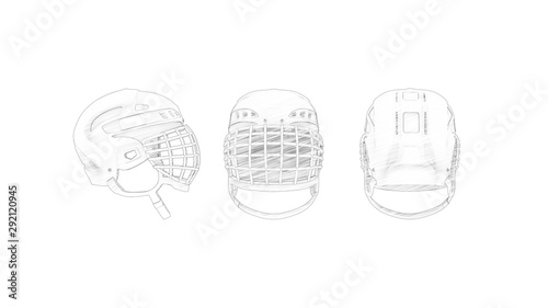 Canvas Print 3d rendering of a ice hockey helmet mask isolated in white background