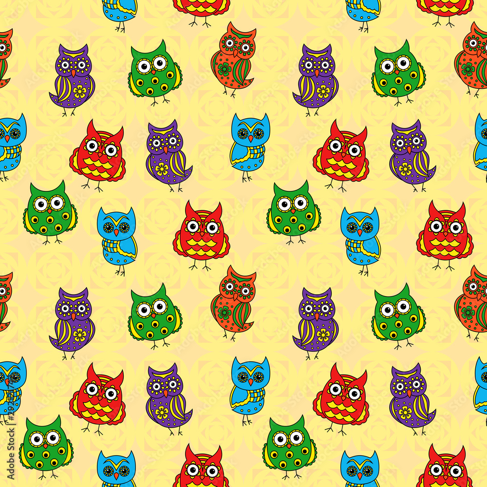 Seamless pattern with cartoon owls Seamless pattern with cartoon owls