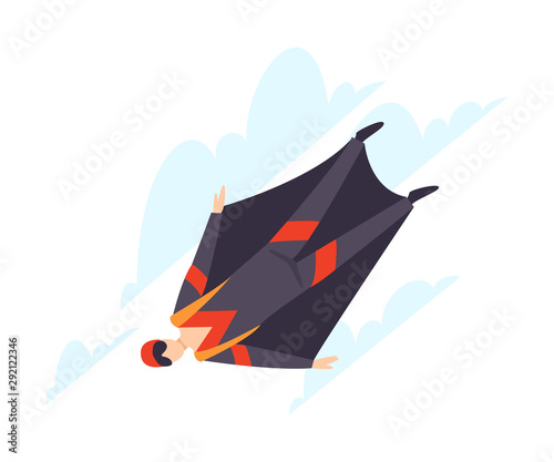 Wingsuit flying illustration isolated on white background.