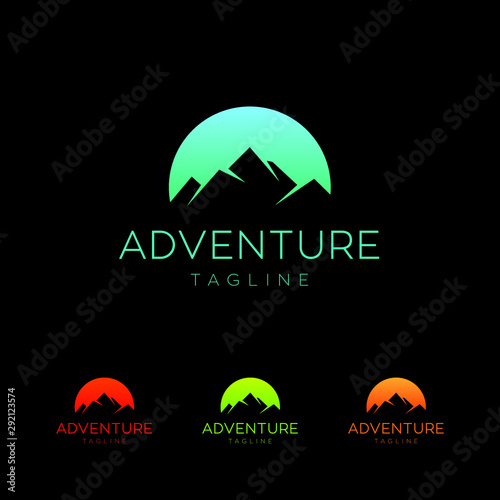 mountain adventure hiking camping night logo vector illustrator