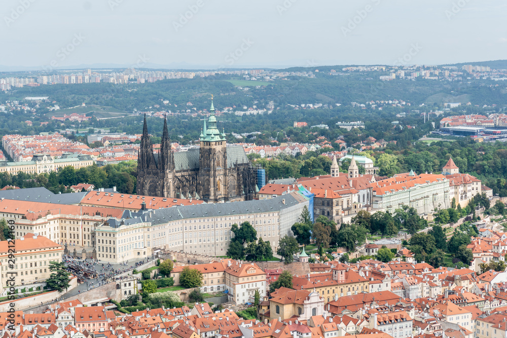View of Prague Cathedral from Petrin Tower
