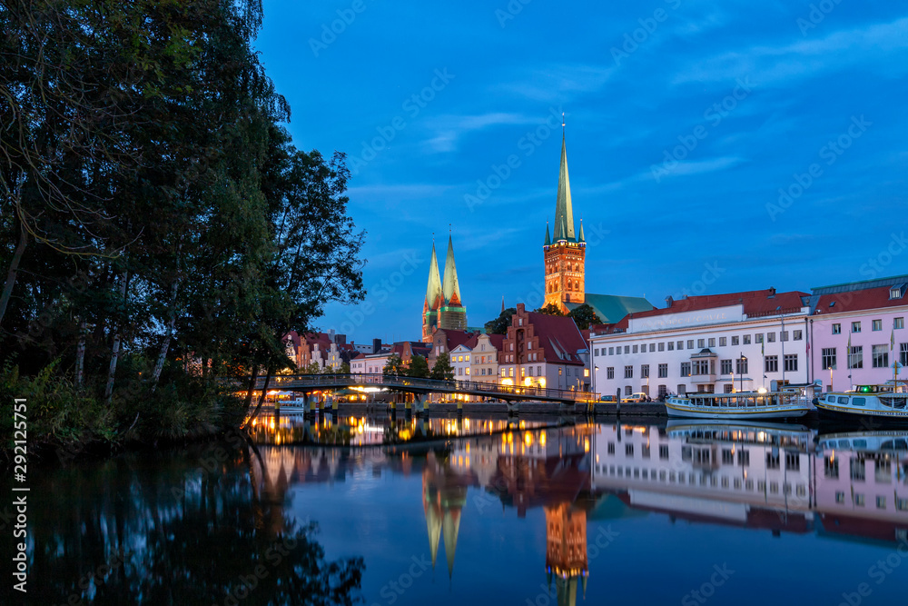 Lübeck cityscape at night