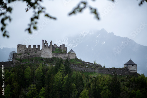 Schlossberg Castle in Reutte  on top of hill near highline 179.