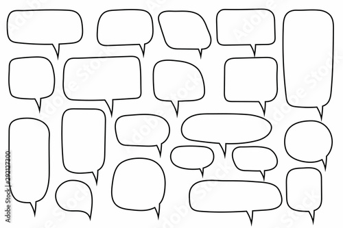 Vector bubbles speech set. hand-drawn bubbles speech set doodle style.