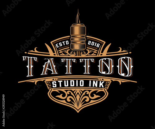 Vintage logo template with floral elements