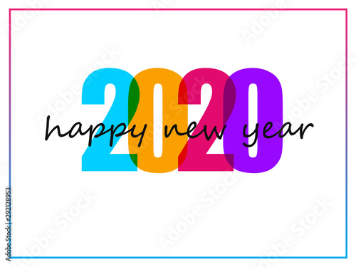 Colorful text 2020 on white background for Happy New Year celebration greeting card or poster design.