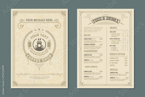 Retro template for  restaurant menu design. Vector layered.