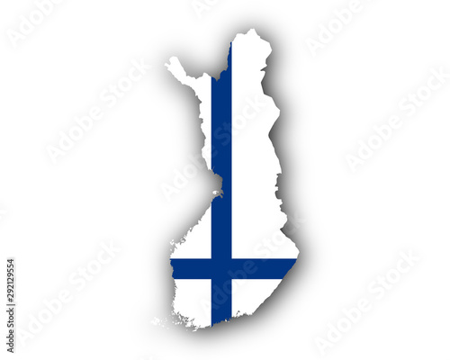 Karte und Fahne von Finnland