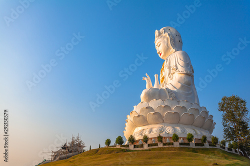 the biggest Guanyin statue in Chinese temple wat Hyua Pla Kang at Chiang Rai north of Thailand. photo