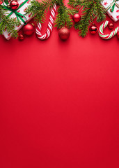 Red background for Merry Christmas and happy New Year