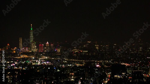 Wallpaper Mural TAIPEI, TAIWAN - CIRCA AUGUST 2019 : Aerial view of cityscape of Taipei at night. View of shopping and business district at Xinyi area. Torontodigital.ca