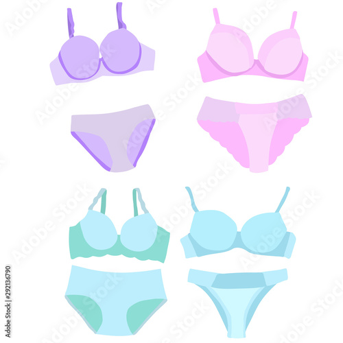 vector, isolated, lingerie, bra and panties, set