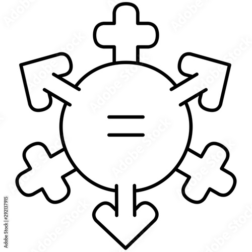 gender equality vector icon in outs. black aesthetic contour