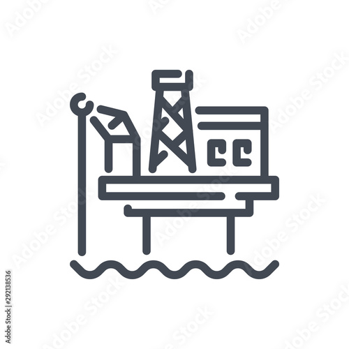 Oil offshore platform line icon. Oil and gas rig construction vector outline sign.
