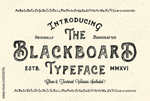Handmade Modern Textured Font. Retro Typeface Duo . Clean & Textured Versions Included. Vector Illustration.