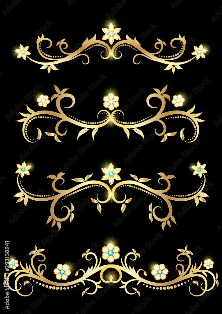 Abstract design ornament element with flowers and leaves. Abstract design ornament element with flowers and leaves.