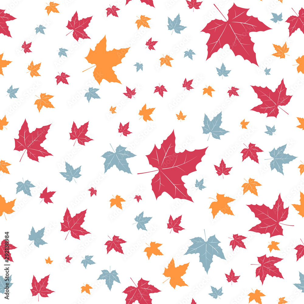 Seamless pattern with bright autumn leaves on a white background. Seamless pattern with bright autumn leaves on a white background.