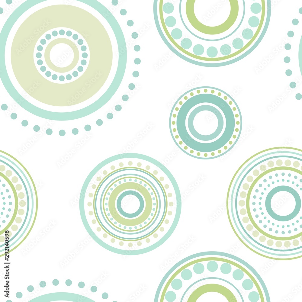 Seamless abstract pattern of circles and dots of green and turquoise colors. Seamless abstract pattern of circles and dots of green and turquoise colors.