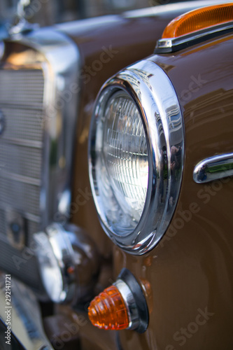 A fragment of a retro car in close-up.