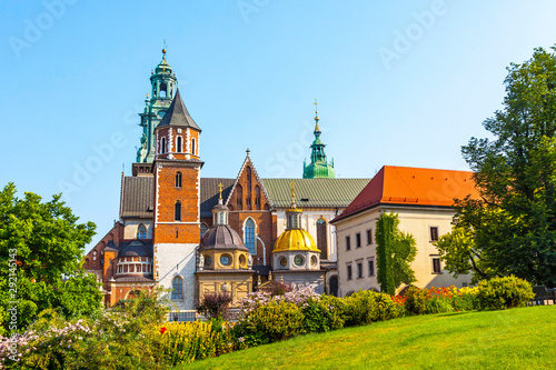 Picturesque view of Wawel Royal Castle complex in Krakow  Poland. It is the most historically and culturally important site in Poland