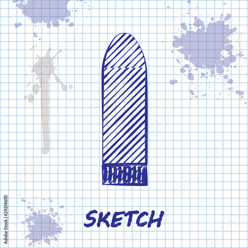Sketch line Dildo vibrator for sex games icon isolated on white background. Sex toy for adult. Vaginal exercise machines for intimate. Vector Illustration