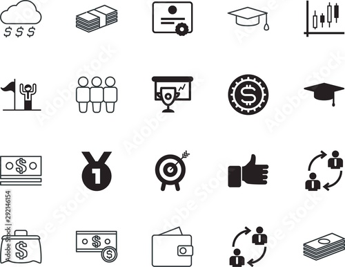 success vector icon set such as: diagram, seal, trend, transparent, american, join, graduating, certificate, credit, management, economy, avatar, presentation, goal, funds, arrow, happy, template