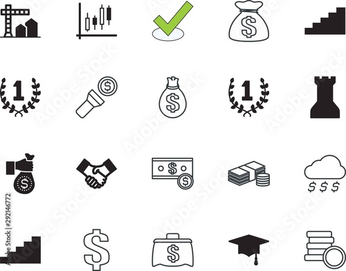 success vector icon set such as: pictogram, forex, usd, american, model, academy, hands, activity, s, educational, industry, list, game, partnership, line, learning, box, knowledge, set, bar photo