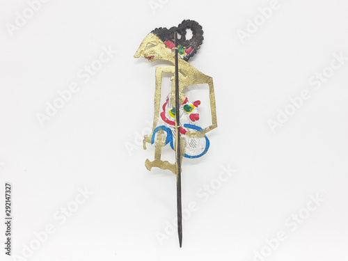 Indonesian Traditional Ethnic Artistic Vintage Handmade Leather Shadow Puppet in White Isolated Background